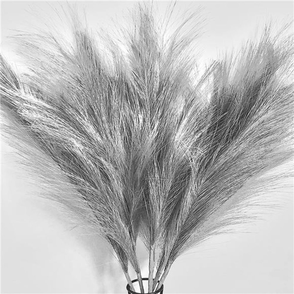 Faux Pampas Grass,7 PCS 24 inch Gray Pampas Grass Decor, 7 Branches |Fluffy Stem
